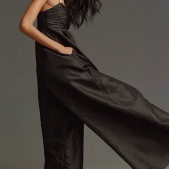 ANTHROPOLOGIE Hutch The Mabel Rhinestone Wide-Leg Jumpsuit $228 Large Black - Picture 4 of 7